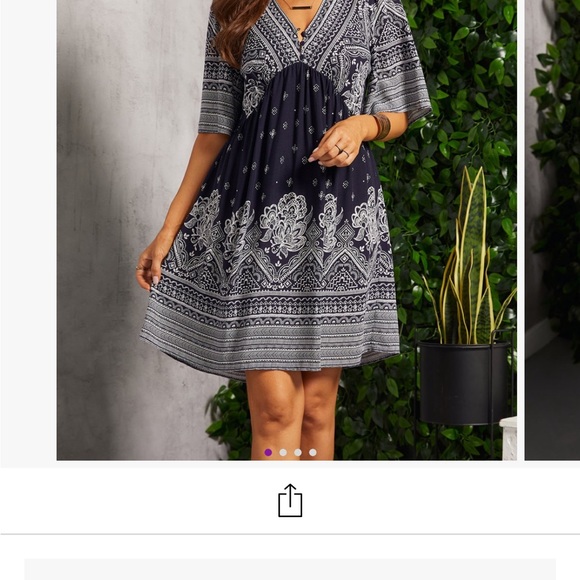 Suzanne Betro V-Neck Abstract Floral Dress - Picture 4 of 9